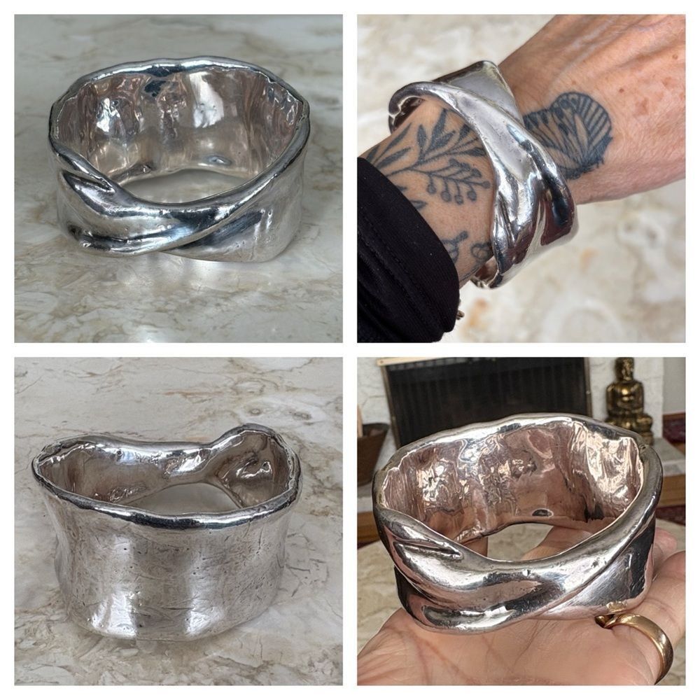 Bat-Ami Israel 925 Sterling Silver Sculptural Bracelet Modernist Artisan